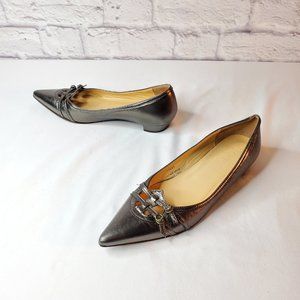 J Crew, womens, 1/2" flats, shiny grey leather